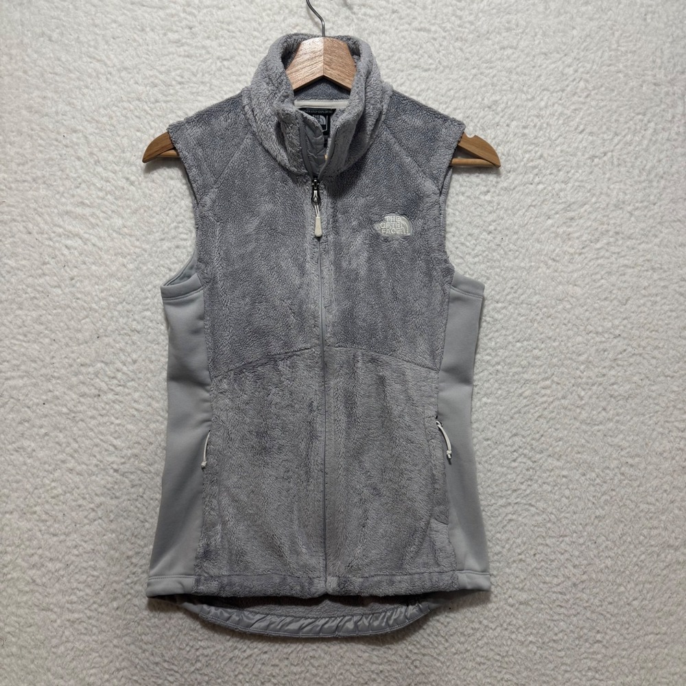 The North Face Womens Fleece Vest Gray Full Zip Stand Collar‎ Size S P